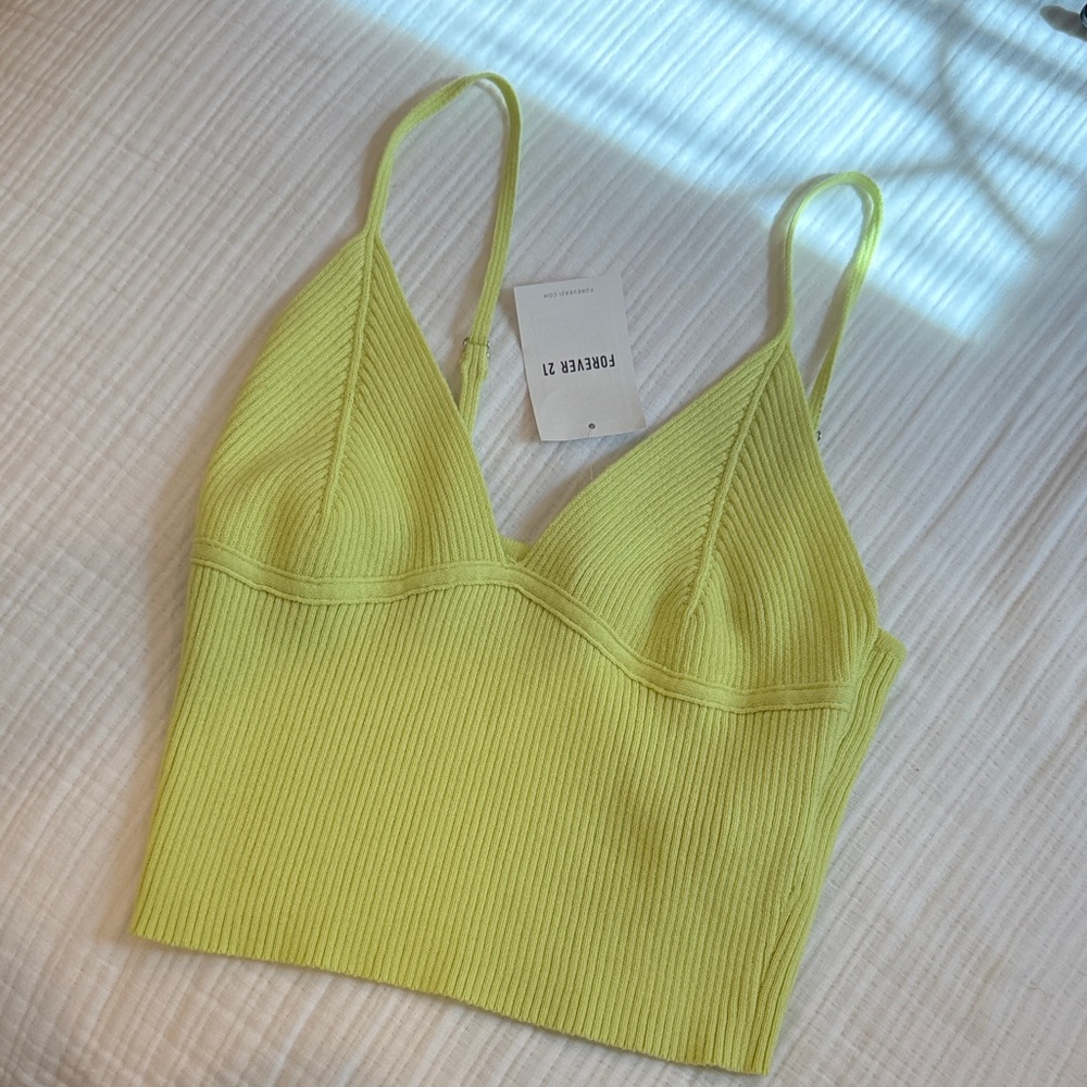 Forever 21 Neon Yellow Ribbed Bralette